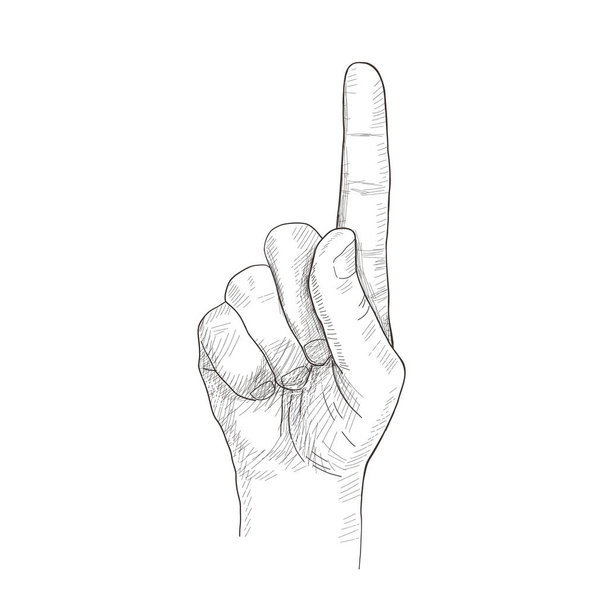 Schets hand. vectorillustratie met hand getrokken wijsvinger gebaar - Vector, afbeelding