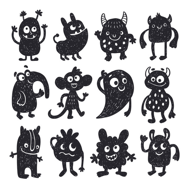 Ensemble de vecteurs de monstres dessinés à la main drôle mignon doodle
 - Vecteur, image