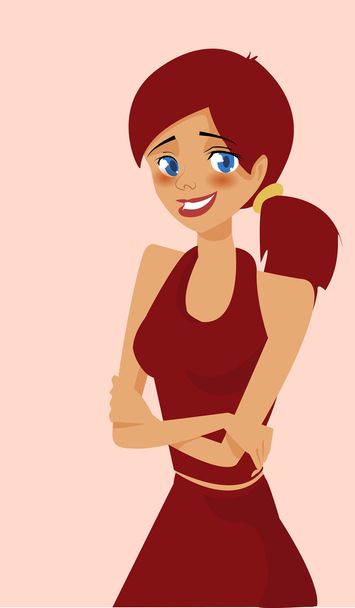 mooi meisje met rode haren vector - Vector, afbeelding