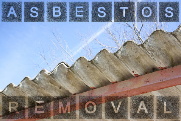 Asbestos removal concept image with text - Photo, Image