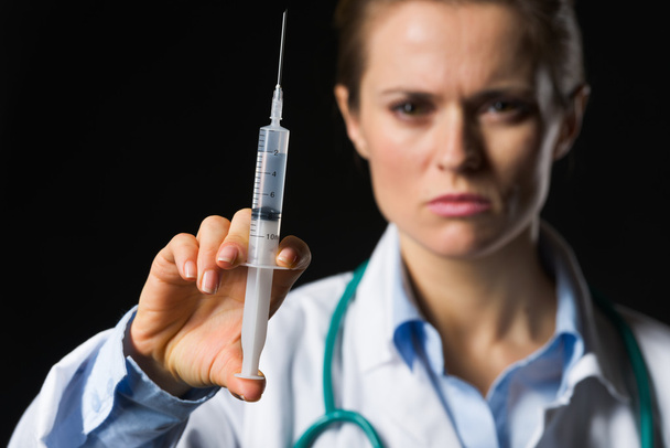 Closeup on syringe in hand of medical doctor woman - Valokuva, kuva