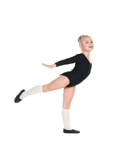 ballerina in black bathing suit training - Zdjęcie, obraz