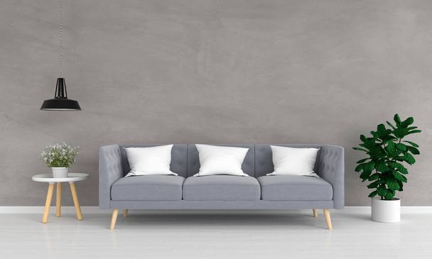 grey sofa in living room, 3D rendering - Photo, Image