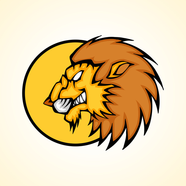 Vector illustration of a lion head snapping set inside circle. - Vector, Image