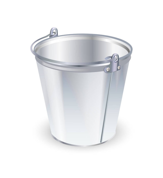 Empty metal bucket, isolated on a white background - Vector, Image