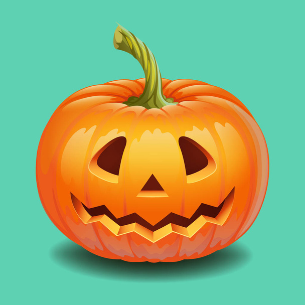 Cara de calabaza de Halloween - sonrisa divertida Jack o linterna
 - Vector, imagen