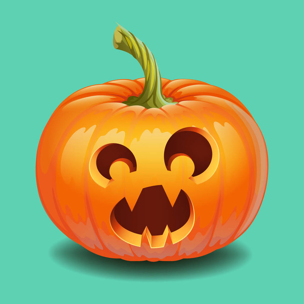 Halloween pumpkin face - funny surprised with big eyes smile Jack o lantern - Vector, Image