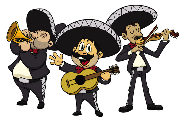 Cartoon mariachis - Vektor, obrázek