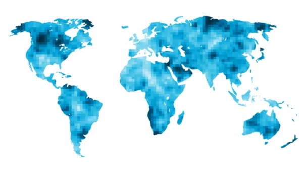 Világ Térkép-val mozaik háttér / animáció a 4 k világtérképen mozaik maszkkal, a földrajz és a globális felmelegedés infographics - Felvétel, videó