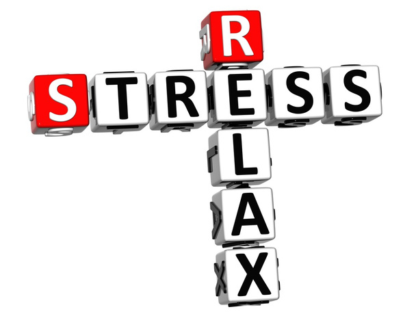 3d entspannen Stress Kreuzworträtsel auf weißem Hintergrund - Foto, Bild