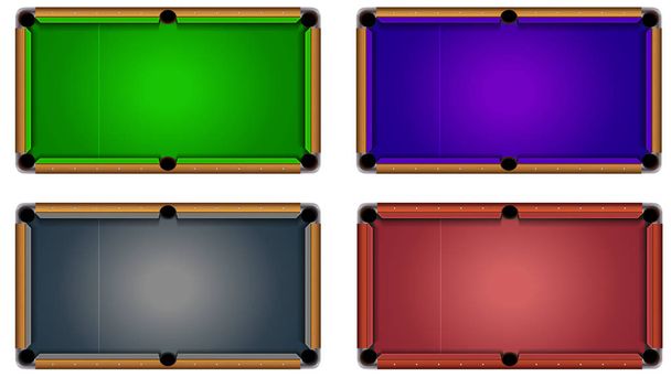 Empty Billiard Tables on White Background Set for Mobile Game Assets - Διάνυσμα, εικόνα
