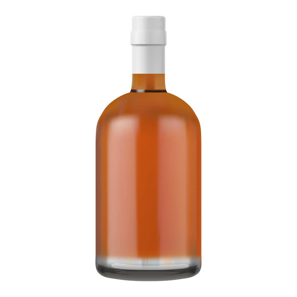 Mockup Glass Bottle Silver Cap, color cambiable de líquido y botella, vector
 - Vector, Imagen
