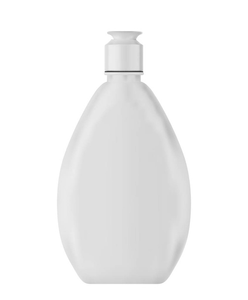 White Plastic Bottle with Cap, Shampoo, Shower Gell or Chreme Container - Mock Up Template Isolated on White Background Easy to Edit - Vector, imagen