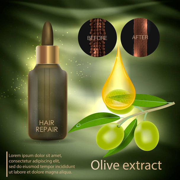 olive essence for hair care. Vector - Vector, Image