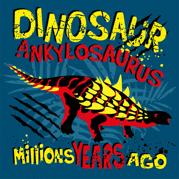 beliebter moderner Stildruck mit Dino für T-Shirts, Papier, Textilien und Stoff. Hintergrund mit Dinosaurier für Jungen. - Vektor, Bild