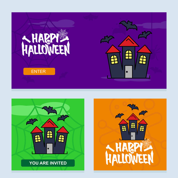 Happy Halloween uitnodiging ontwerp met gejaagd huis vector - Vector, afbeelding