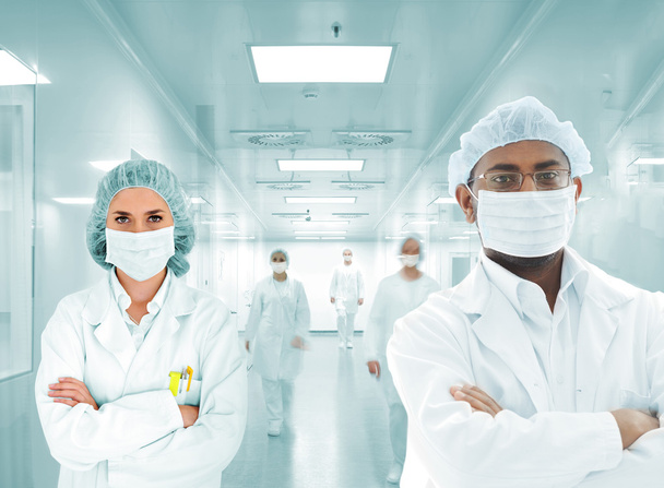 Scientists arabic team at modern hospital lab, group of doctors - Foto, Bild