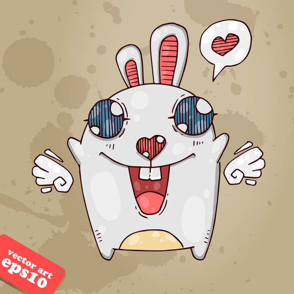 cute rabbit with a heart and wings - Vector, Image