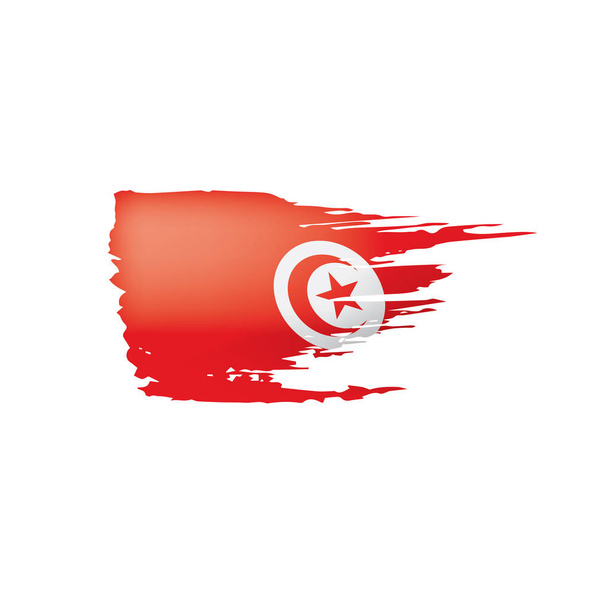 Tunisfahne, Vektorabbildung auf weißem Hintergrund. - Vektor, Bild