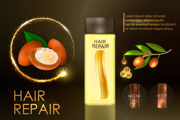 Argan oil for hair care. Vector - Vector, Image