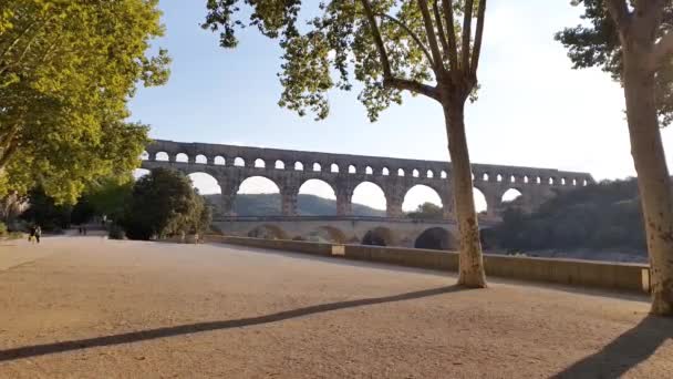 Pont du Gard in the Gardon River, south of France - Footage, Video