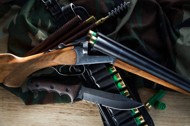 Hunting shotgun with bullets - Photo, Image