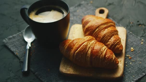 Croissants and cup of coffee - Footage, Video