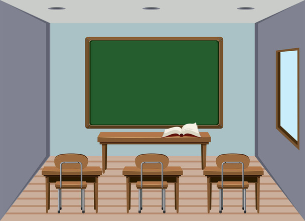 Interior empty wooden classroom  illustration - Vector, Image
