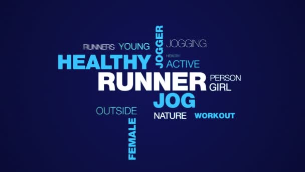 corredor trote saludable jogger estilo de vida fitness deporte ejercicio mujeres personas animadas palabra nube fondo en uhd 4k 3840 2160
. - Metraje, vídeo