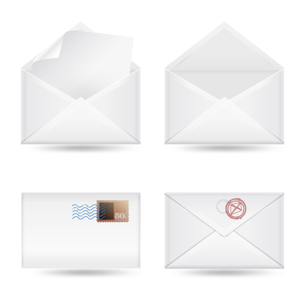 set of envelopes on white background - Вектор, зображення