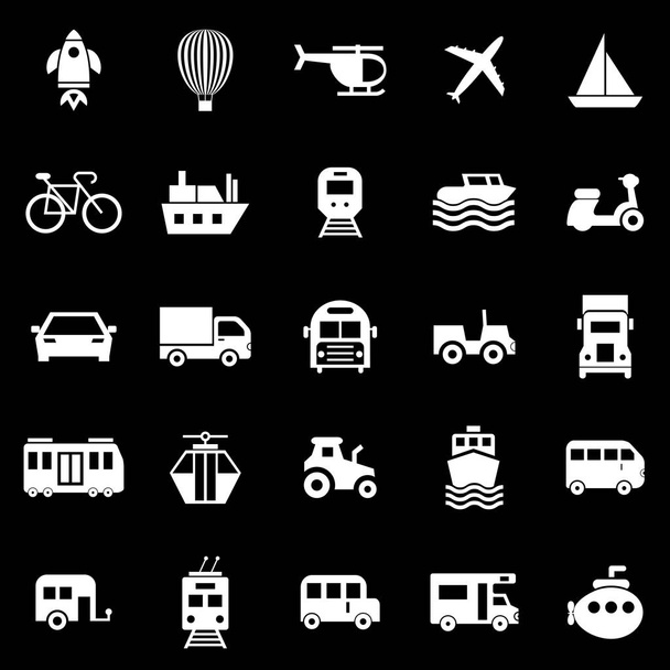 Iconos del vehículo sobre fondo negro, vector de stock
 - Vector, Imagen