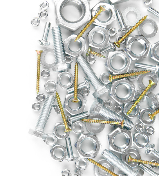 Bolts, screws, nuts isolated on white - Фото, зображення