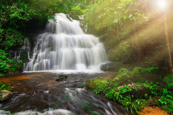 Cachoeira Man Daeng, Cachoeira com mudança de cor de outono Bela natureza
. - Foto, Imagem