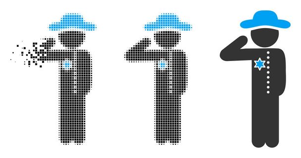 Fragmented Pixelated Halftone Gentleman Officer Icon - Vector, Image