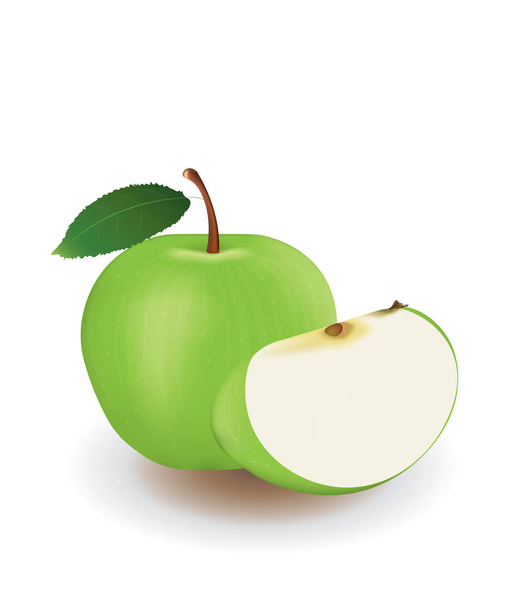 Zelené jablko a kousek. vektorové ilustrace - Vektor, obrázek
