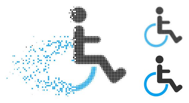 Verschieben des pixeligen Halbton-Behindertensymbols - Vektor, Bild