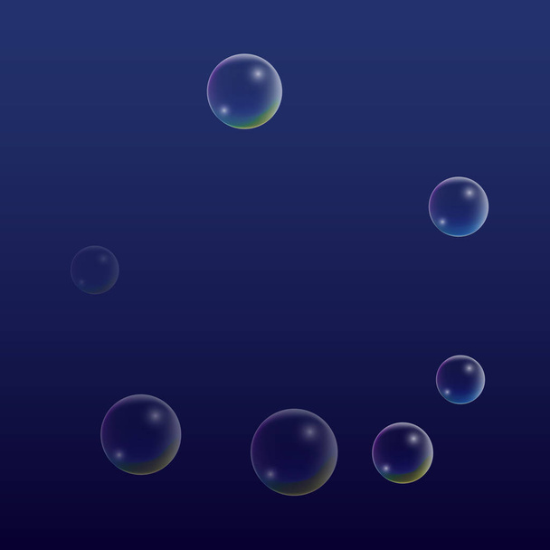 ubble with Hologram Reflection. Set of Realistic Water or Soap Bubbles for Your Design. - Vector, Image