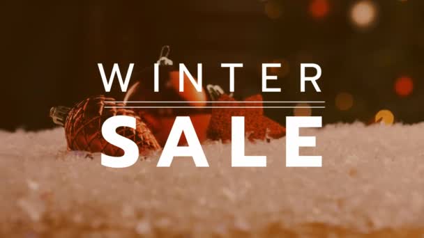 Digitally generated video of winter sale over Christmas decoration 4k - Séquence, vidéo