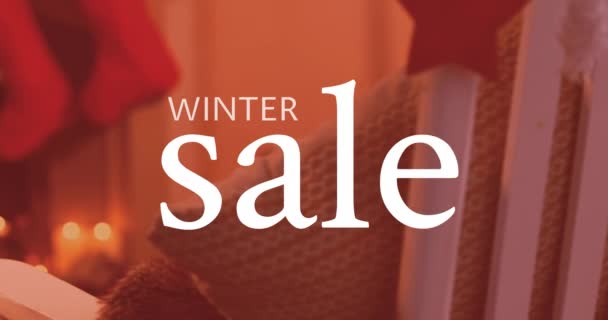 Digitally generated video of winter sale over christmas decoration 4k - Séquence, vidéo