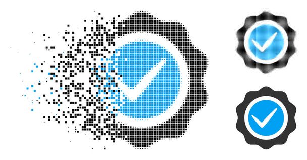 Disappearing Pixelated Halftone Valid Seal Icon - Vector, Image