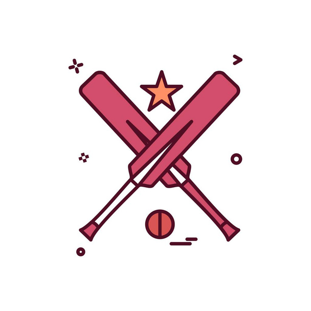 Fledermaus Ball Star Cricket Ikone Vektor Design - Vektor, Bild