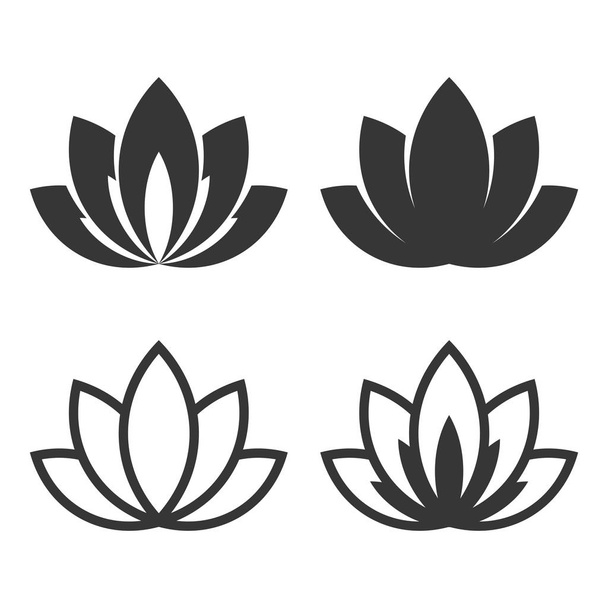 Lotus Icon Set on White Background. Vector - Vector, Imagen