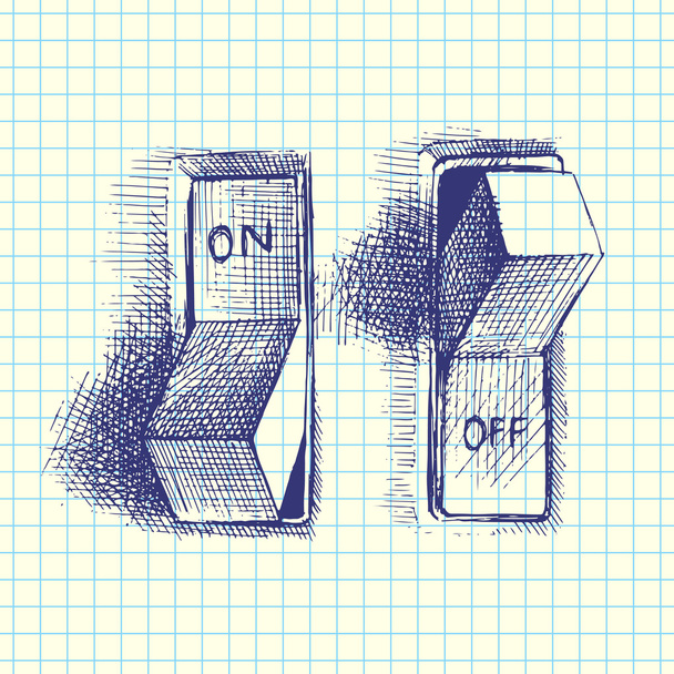 On and off switch, hand drawn, vector - Vector, Image