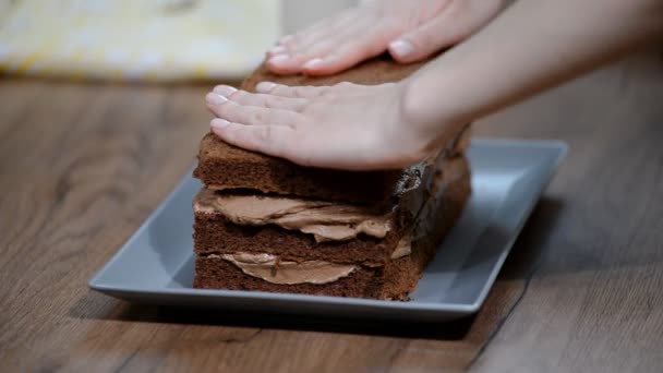 Making chocolate cake with prunes. - Záběry, video