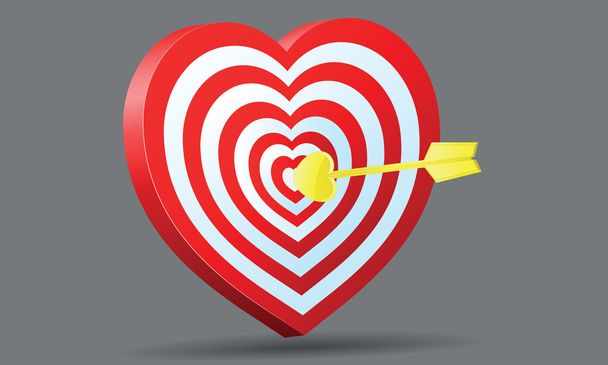 Corazón blanco con flecha de Amur dorada
 - Vector, imagen