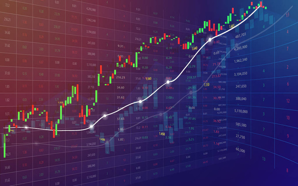 Kandelaar van stock market voor voorraad of forex trading in grafisch ontwerp op de achtergrond van de lijst prijs, vector illustratie - Vector, afbeelding