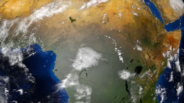 3D ziemi z niektórych chmury, różnych kontynentów, generowany komputerowo renderowania tła - Materiał filmowy, wideo