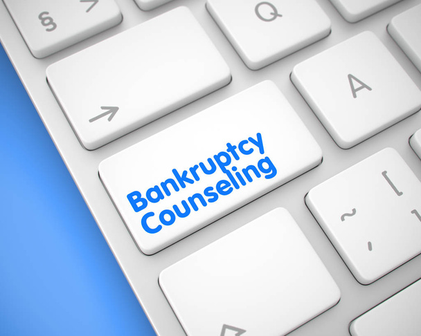 Консультування з питань банкрутства - Текст на білій кнопці клавіатури. тривимірний
. - Фото, зображення