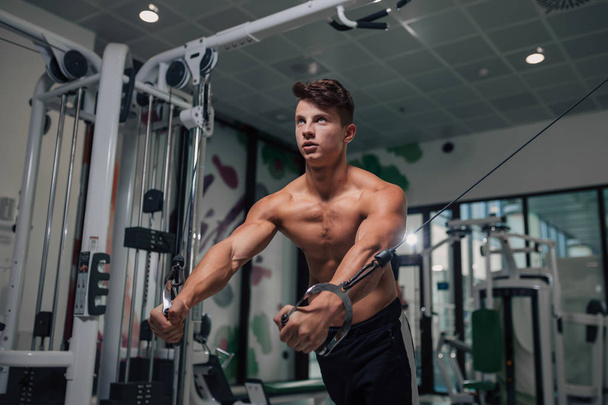 Young and fit man at the gym - Фото, изображение