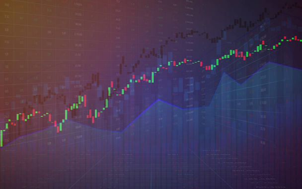 株式取引の金融投資コンセプト、ベクトル図のグラフィック デザインの成長予測グラフ - ベクター画像